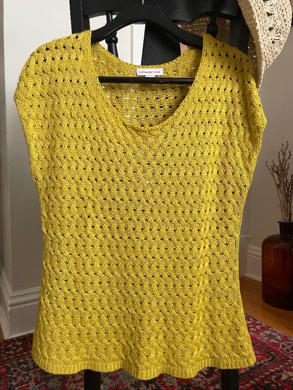 Coldwater Creek Open Knit Cap Sleeved Sweater